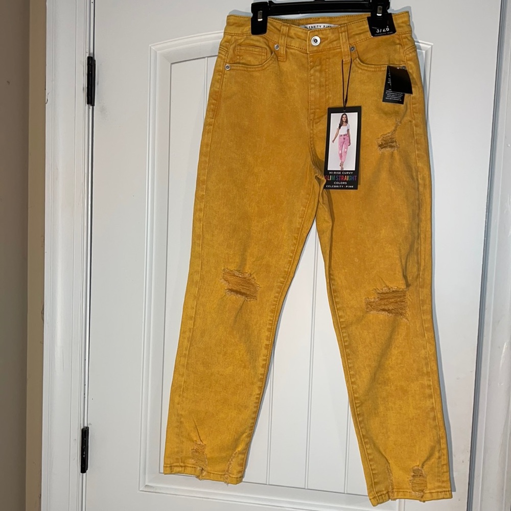 Celebrity Pink-Hi Rise Curvy Slim Straight Color Jeans